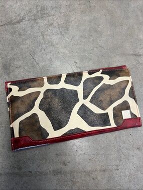 Miche Giraffe-Print Wallet with Burgundy Trim